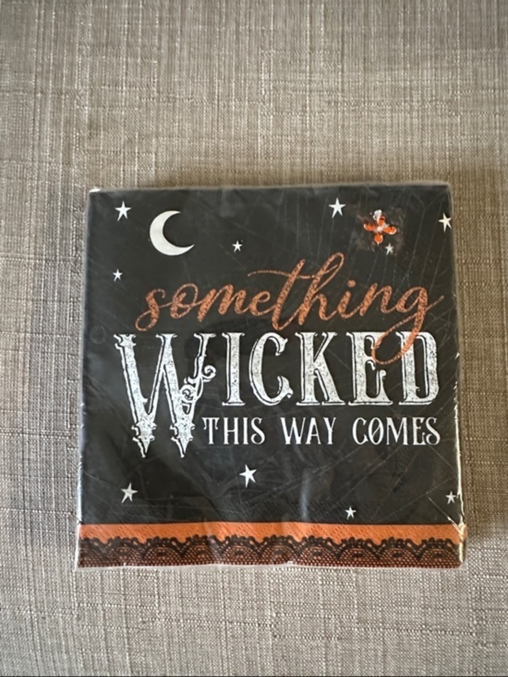 Something Wicked This Way Comes Halloween Napkins - Black & Orange